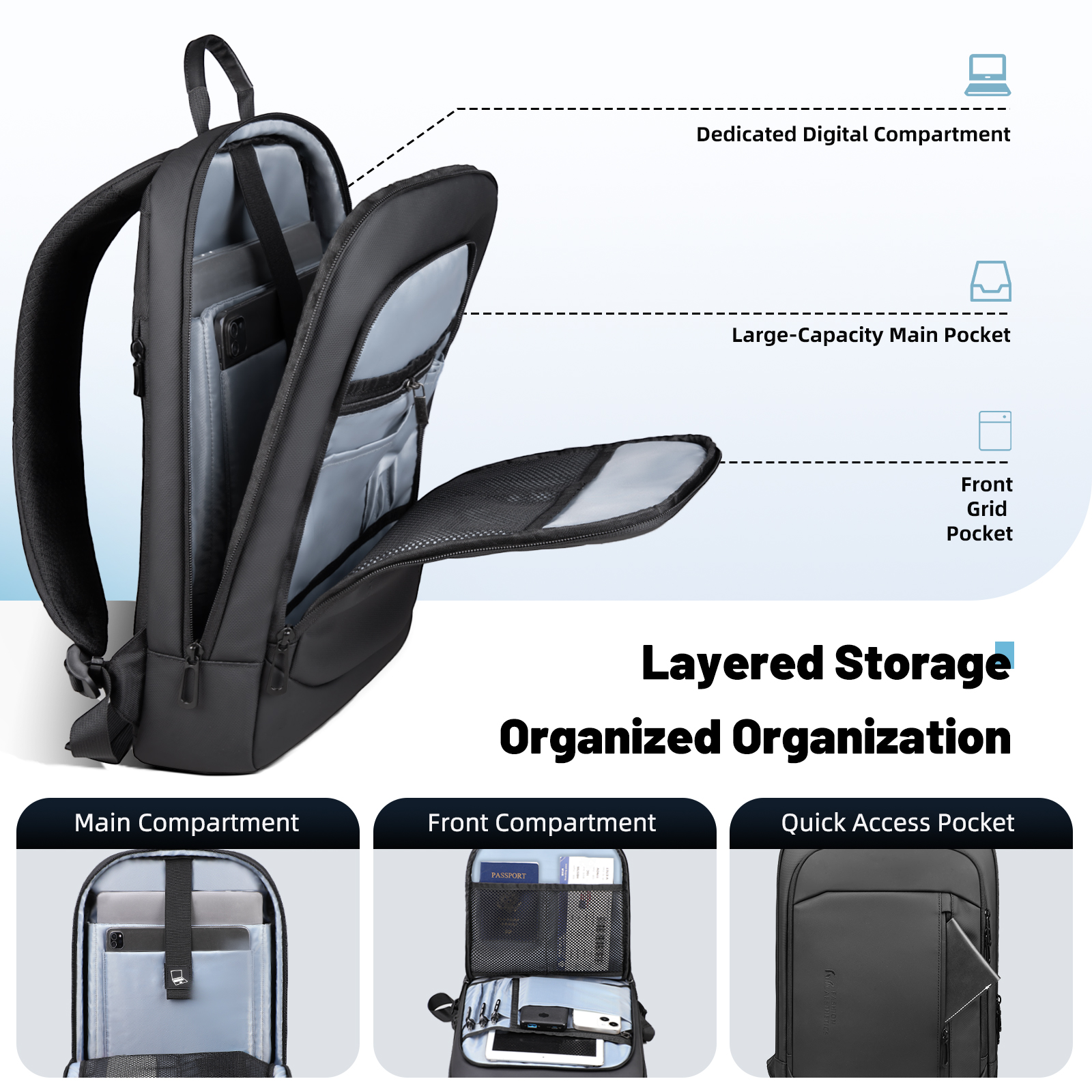 HK Lightweight Men's Business  - đánh giá và giá Laptop Backpack 15.6
