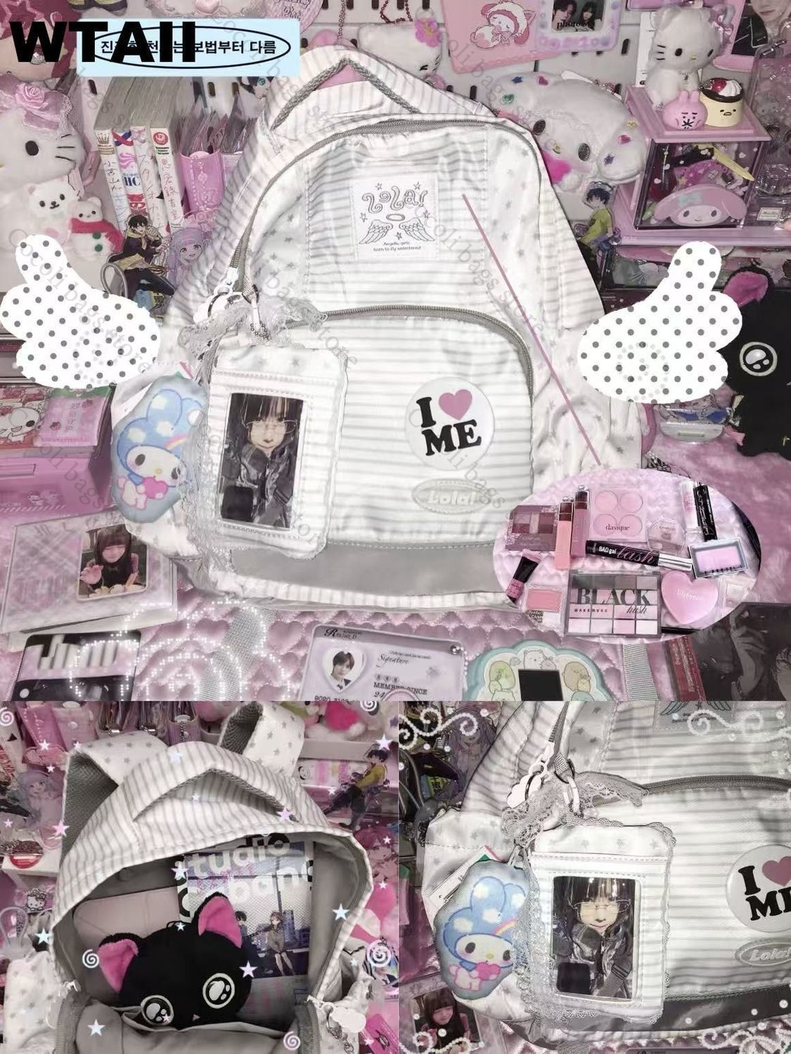 Fashion Striped Dot Decor Back - đánh giá và giá Canvas Backpack Casual
