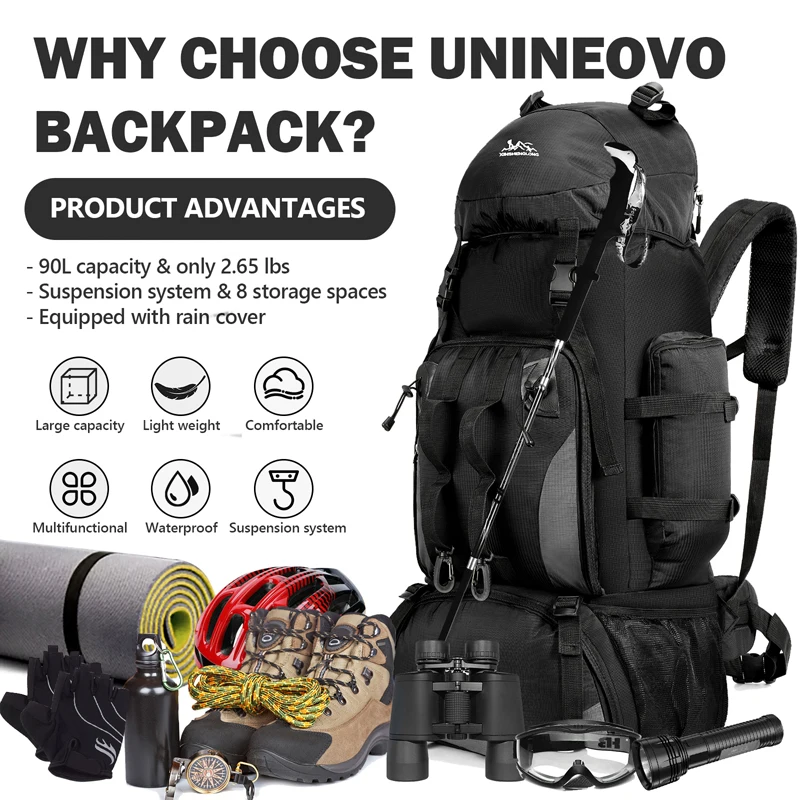 Large 90L Travel Backpack Mili - đánh giá và giá Rucksack Military Style