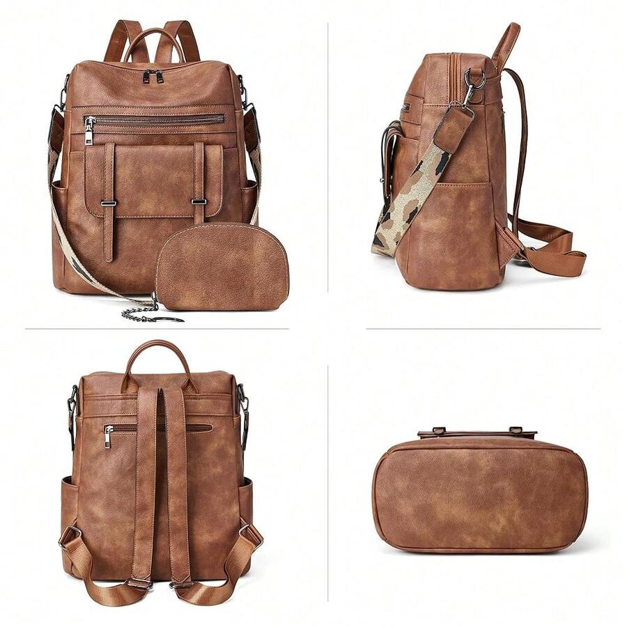 Women Fashion Vintage Brown PU - đánh giá và giá Laptop Backpack 15.6